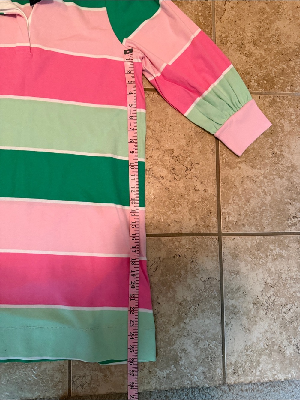 Crown & Ivy Striped Puff-Sleeve Dress in Pink & Green Size Med - Picture 12 of 12